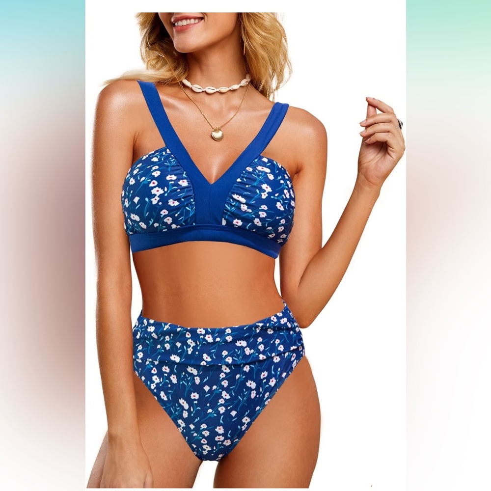 Bikini Set High Waisted Swimsuit Two Piece Floral Print